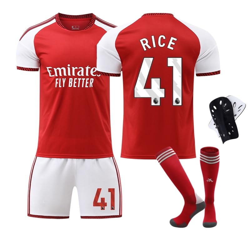 CHSBHTLSH AFC 2026/27 Season League Home Early Access Jersey Kit Rice #41 Boys Teens & Men Football Uniform with Shorts & Socks Breathable Soccer Shirt (163XL)