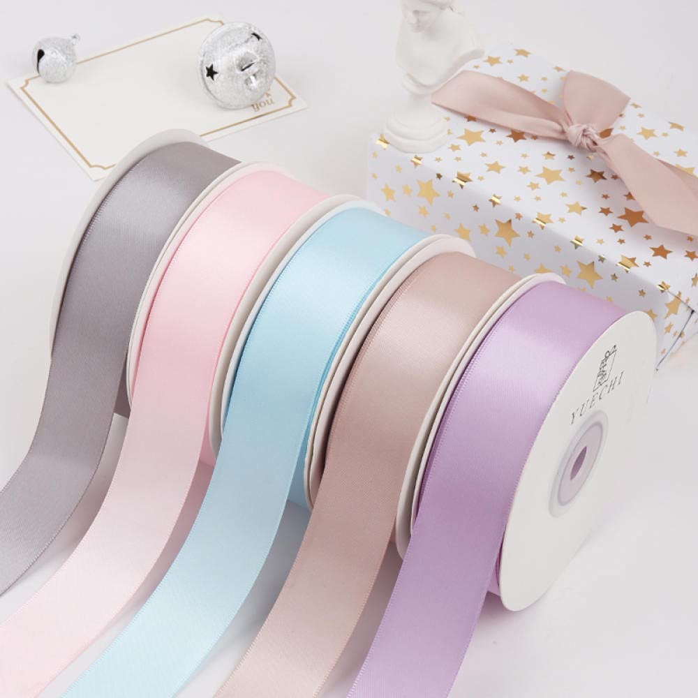 Ribbons For Gift Wrapping Ribbon For Fabric Satin Ribbons 2.5 Cm Szerokie Wstążki Pudełko Dekoracyjne Taborowe Tort Pakowanie Dwustronna Plątanina Band Handmade Materiał Diy Wstążka-Liliowy Fioletowy