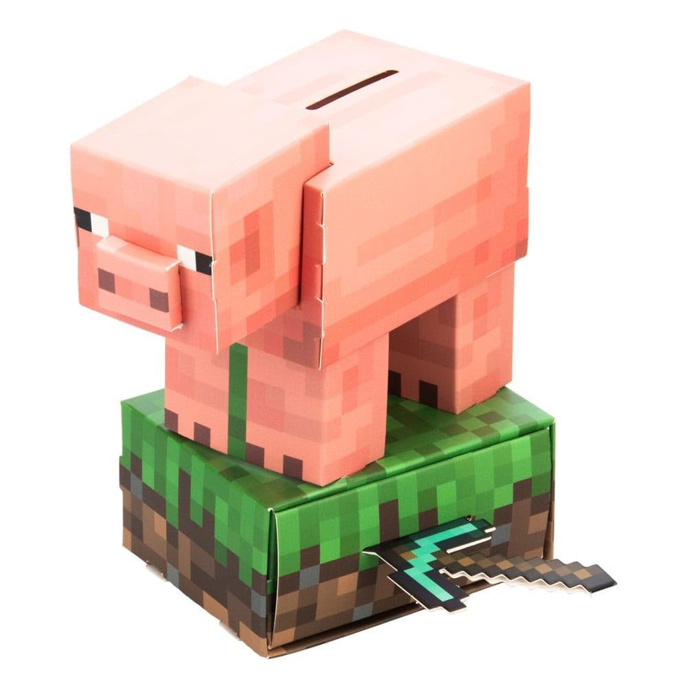 Paladone Multicolour Minecraft Pig Build Your Own Money Box Kit, Officially Licensed 3D Cardboard Craft Set For Kids, Diy Piggy Bank Gift For Gamers