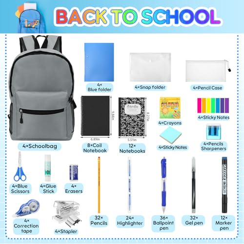Gilprop 268 Pcs Christmas Gifts Bulk Back to School Supplies, 4 Set Operation Christmas Gift Backpack & Notebooks Pen Folders for 2026 Elementary Middle High Students 4-12 Grades Essential Bundle