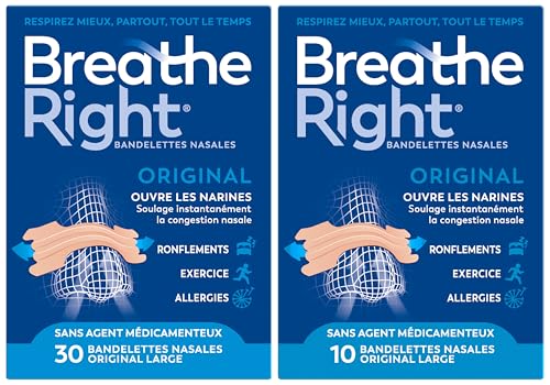 Bandelette nasale anti ronflement Breathe Right Original Large couleur peau rhume sommeil x40
