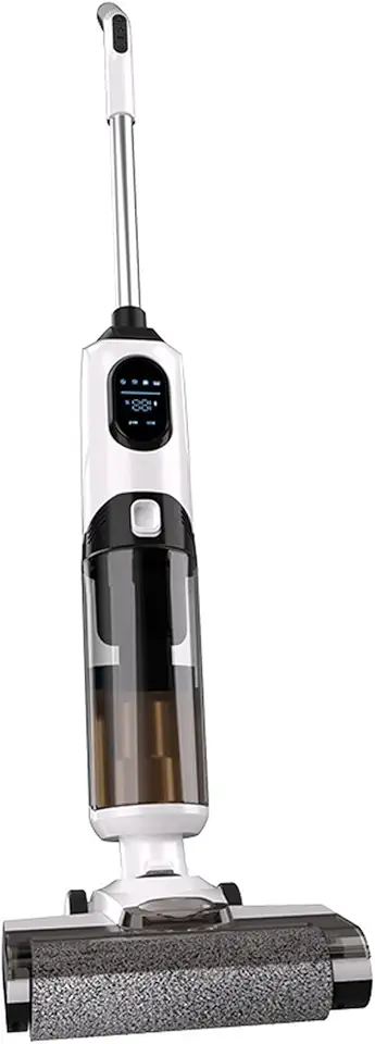 Lavadora de piso inteligente, limpador de piso autolimpante úmido e seco, grande display LCD, 42 minutos de tempo de execução, aspirador de pó portátil leve, adequado para pisos, carpetes