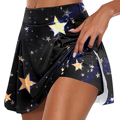 ZLBDYG Saia xadrez feminina, casual, para treino, estampada, tênis, ioga, esportes, saia curta, Azul