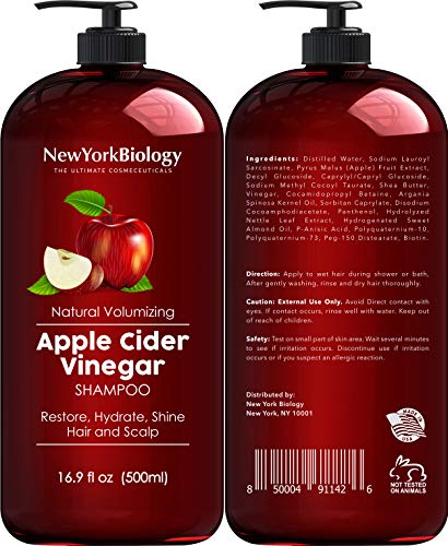 New York Biology Apple Cider Vinegar Shampoo and Coconut Avocado Oil Conditioner Set - Helps Restore Shine, Hair Gloss and Hydration for Dry Hair & Itchy Scalp - Clarifying & Nourishing - 16.9 Fl Oz - Thumbnail 2
