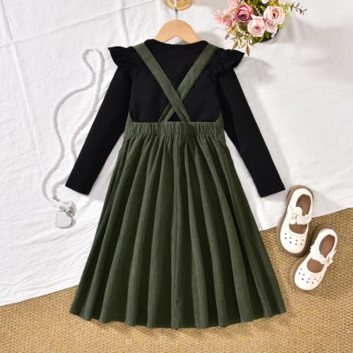 Image of HIHA Little Girls Adjustable Corduroy Pinafore Overall Dress Set Size 6-12