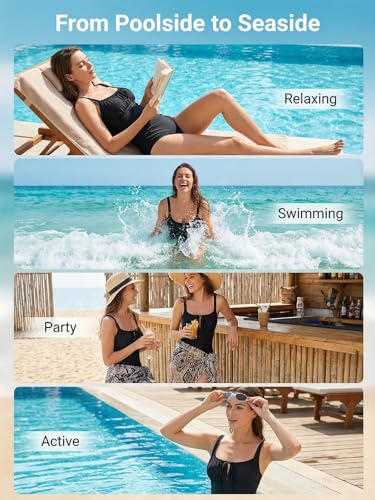 Image of CUPSHE Women's One Piece Swimsuit Ruch Drawstring Square Neck Bathing Suit | Self Tie,Soft Removable Cups,Adjustable Wide Straps,Cutout,Bach Hook,Chic,Fashion,Comfort,Swimwear for Vacation,Beach,Pool