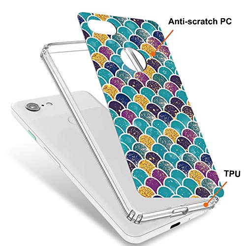 Google Pixel 3 Case, Topnow Clear Design Plastic Hard Back Case With Tpu Bumper Protective Case Cover For Google Pixel 3 - Fish Scale #TOP2