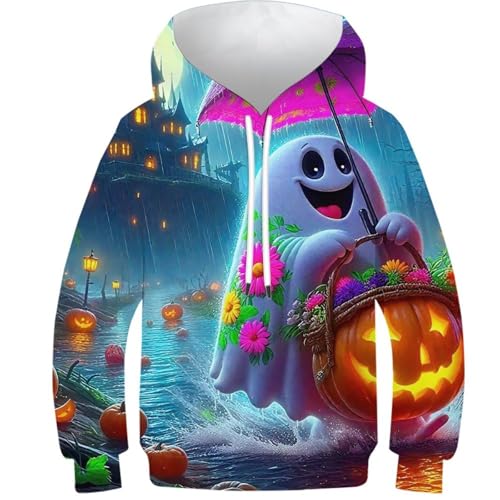 Pull à capuche 3D citrouilles fille : un cadeau d'automne original 11-13 ans