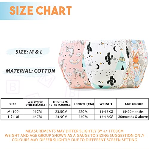 Image of Bembika Baby Training Pant Soft Cotton Reusable Potty Training Pants For Kids Leak-Resistant, Padded Underwear For Babies To Support Diaper Free Transition (L Size For 18-24 Months Pack Of 3)