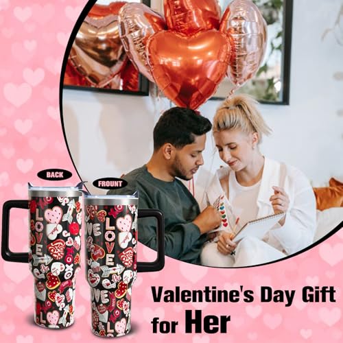 owbgsdh Copos de Dia dos Namorados de 1,134 g com alça e palha, coração 1,134 g de aço inoxidável is