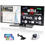 LAMTTO 11 Zoll Wireless CarPlay Android Auto Display mit Gemini AI Android 15 Autoradio 8-Kern 4+64GB G00gle Play App Download Net-Flix YouTube Bluetooth 1080P Rückfahrkamera Online- und Offline-GPS