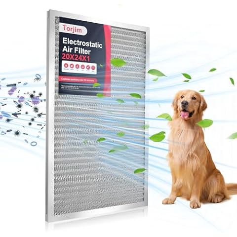 Torjim 20x24x1 Air Filter-MERV8, Washable & Reusable Electrostatic Air Filter, AC/HVAC Furnace Filter, Permanent Air Filter, Breathe Fresher, Easy Install Cover
