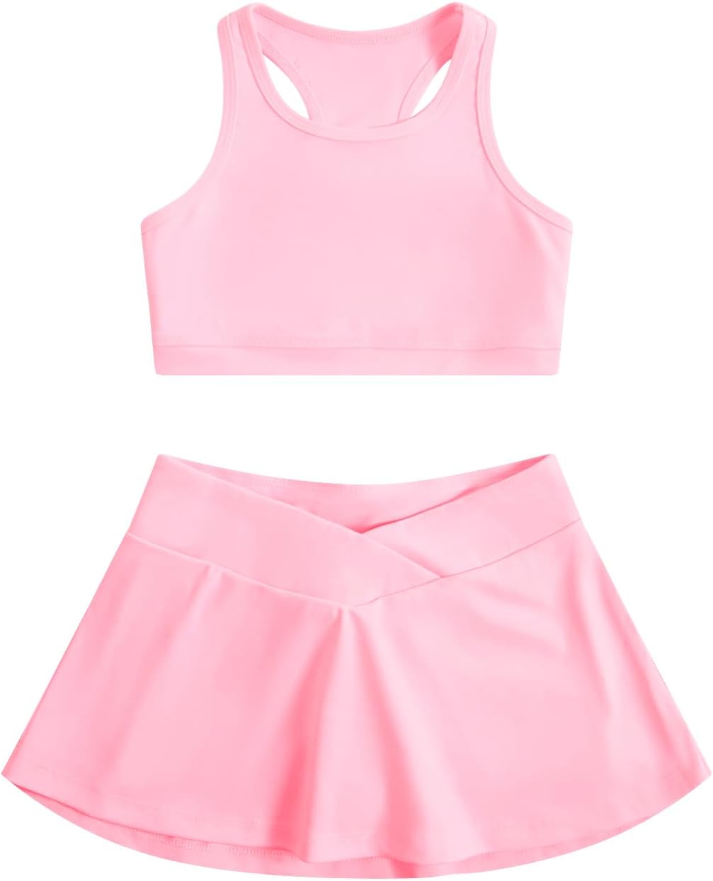 SOLY HUX Toddler Girl's 2 Piece Workout Outfits Lightweight Crop Tank Tops and Skort Athletic Set