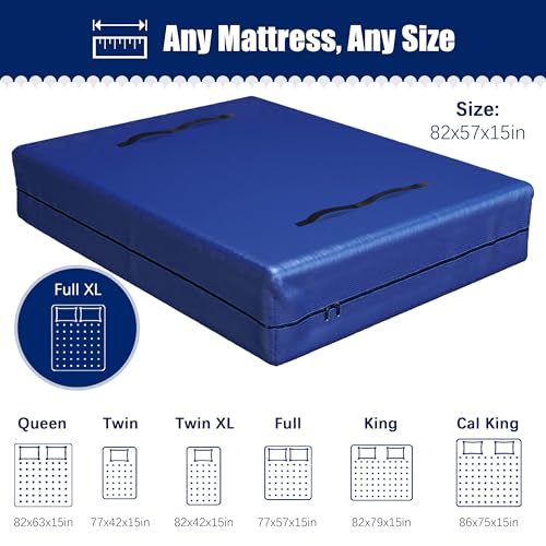 Cosy Family Mattress Bags for Moving with 8 Handles - 170GSM Extra-Thick Mattress Bag for Moving Supplies - Reusable Mattress Cover Protector Storage with Zipper, Blue, Full XL
