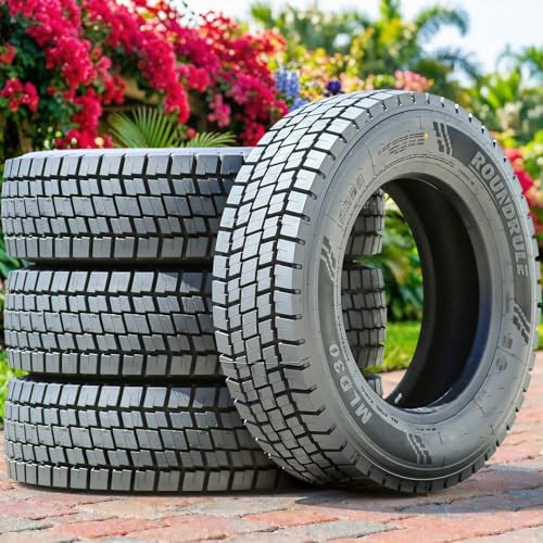 Set of 4 (FOUR) Roundrule MLD30 All Steel Heavy Duty All-Season Commercial Drive Radial Tires-245/70R19.5 245/70/19.5 245/70-19.5 135/133M Load Range H LRH 16-Ply BSW Black Side Wall
