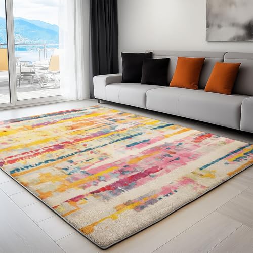 Genérico Color Alfombra Lavable a máquina 80 x 150 cm, Líneas Abstractas Salpicadas De TintaAlfombra Antideslizante Resistente a Las Manchas, para salón, Dormitorio, Oficina y decoración del hoga