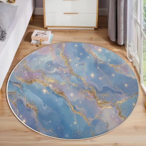Tapis rond antidérapant salon chambre à coucher marbre lavable 200cm