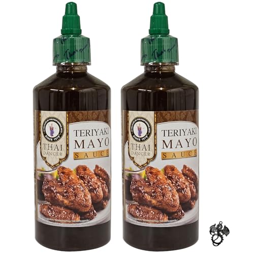 Esnado 2x 450 ml Teriyaki Mayo Sauce | Tailändische Küche, ideal für Fleisch, BBQ und Gemüse (nicht scharf) + Drachenanhänger
