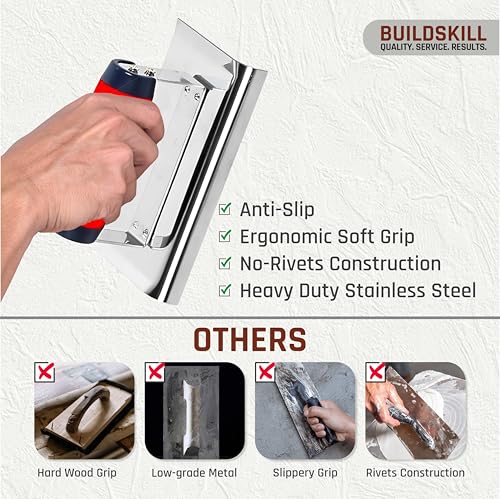 Image of BUILDSKILL Heavy Duty Metal Concrete Edger Tool with Ergonomic Rubber Handle | Ideal for Rounding Borders, Corners, and Applying Cement | Perfect for Finishing, Construction, & Home Improvement