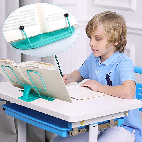 Vankcp Book Stands Adjustable Reading Book Stand With Folding Tray,Portable Metal Book Easel Display Holders,Fold-N-Stow Small Book Rest For Textbooks, Cookbook, Ipad, Document (Light Blue) #TOP3