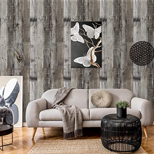 Livebor Grey Wood Wallpaper Peel And Stick Wallpaper Contact Paper 17.7Inch X 118.1Inch Shiplap Wood Peel And Stick Wallpaper Faux Wood Plank Wall Paper Barnwood Contact Paper Self Adhesive Decor #TOP2
