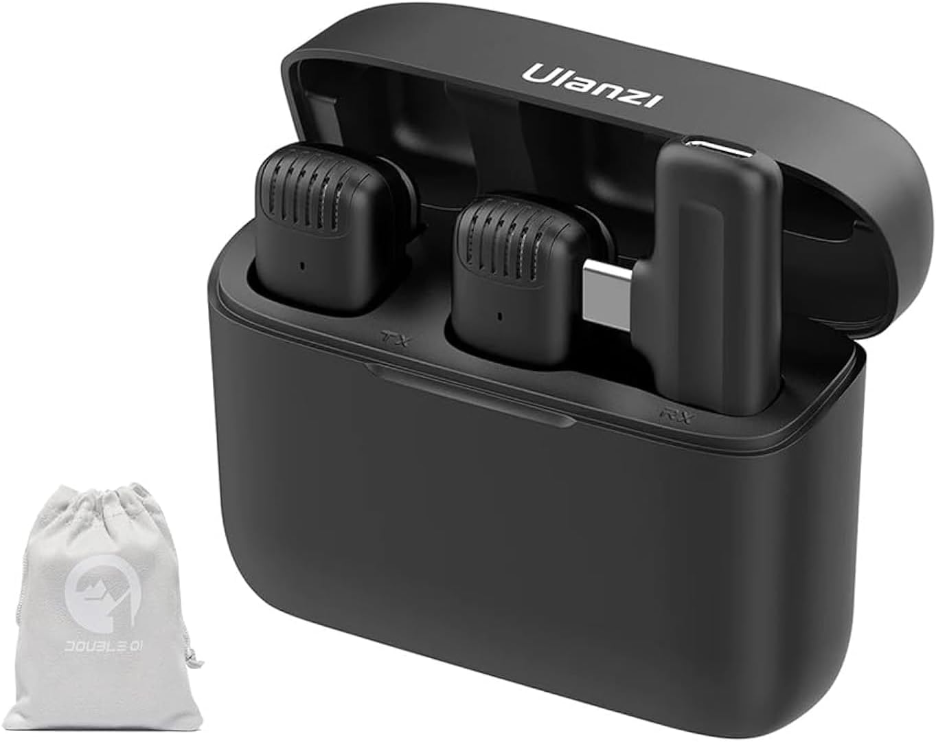 ULANZI J12 Wireless Microphone for Android Type-C Tablet Laptop Mobile Phone | 7h Battery Plug&Play | Charging Case | for Real Estate Interview YouTube Vlog | 20m Range | 1Yr Warranty + Pouch