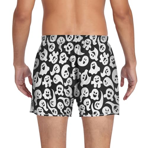 Men's Cotton Boxers Briefs Halloween Ghost Breathable Boxer Shorts Underwear with Button Fly M2