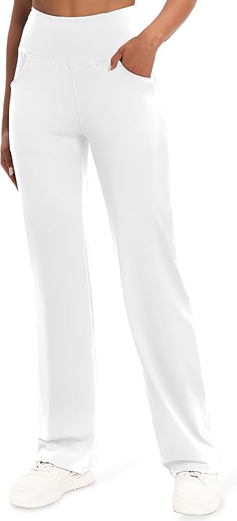 VOOVEEYA Yoga Pants Women with Pockets, Tummy Control Leggings Straight Leg High Waist Work Dress Pants Petite/Regular/Tall