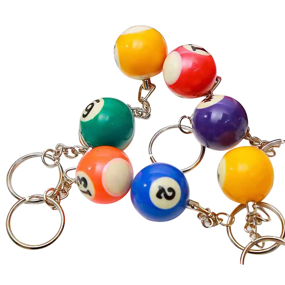 5 Pcs Pool Ball Keychains Billiard Key Chain Ball Keyrings Handbag Backpack Pendant Purse Bag Charms Birthday for Boys Girls