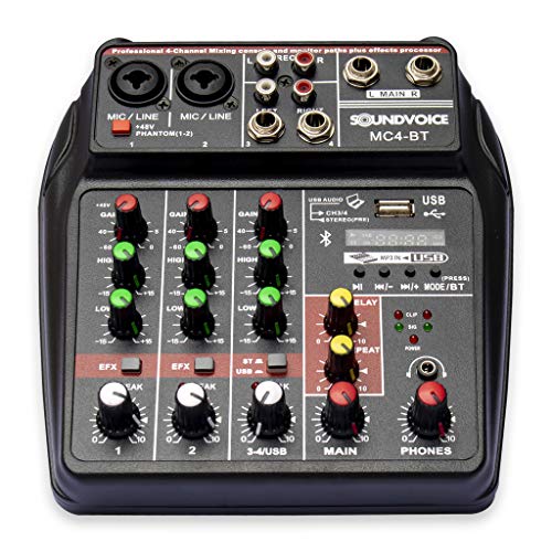 Mesa de Som 4 canais Compacta Bluetooth MC4BT Soundvoice