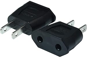 Socket Plug Adapter Europe EU Euro to US Travel Charger AC Power Converter 2PCS(Black)-Black
