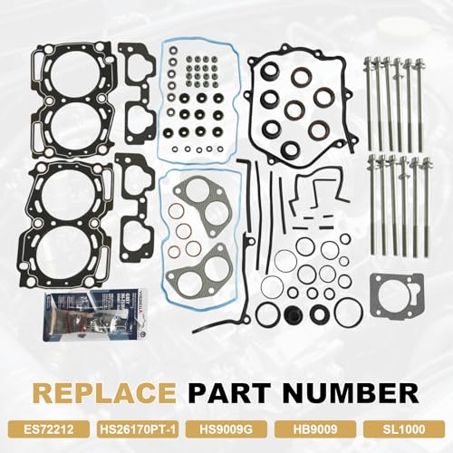 Image of Partsflow Head Gasket Set W / 12 Head Bolts Compatible with Subaru Legacy 2000-2003, Outback 2000-2003, Impreza 1999-2003,Forester 1999-2003, Subaru Baja 2003 2.5L OE#ES72212