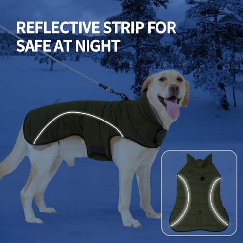 LIANZIMAU Hundejacke Wasserdichter Hundemantel Reflektierende Jacke für kaltes Wetter mit weichem Fleecefutter Warmer Mantel