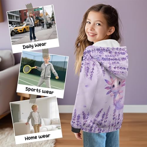 Long Sleeve Hoodies Girls Size 6-16Y Zip Up Sweatshirts Winter Fleece Hoodies4