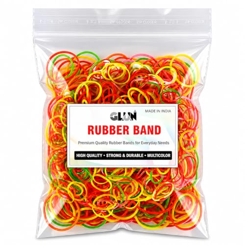 Image of GLUN 3 Inch Bright Multicolour 100g Rubber Band Pack, Highly Stretchable & Durable Elastic Bands for Office, Home, School & Packaging Use