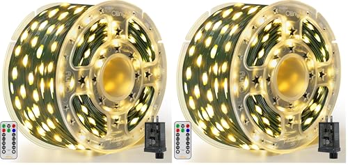 Image of Ollny Christmas Lights 1000 LED 330 FT, IP67 Waterproof Plug in Christmas Tree Lights with Remote, 8 Modes, 3 Timers, Dimmable, House Xmas Indoor Decorations String Light (Warm White) (Pack of 2)