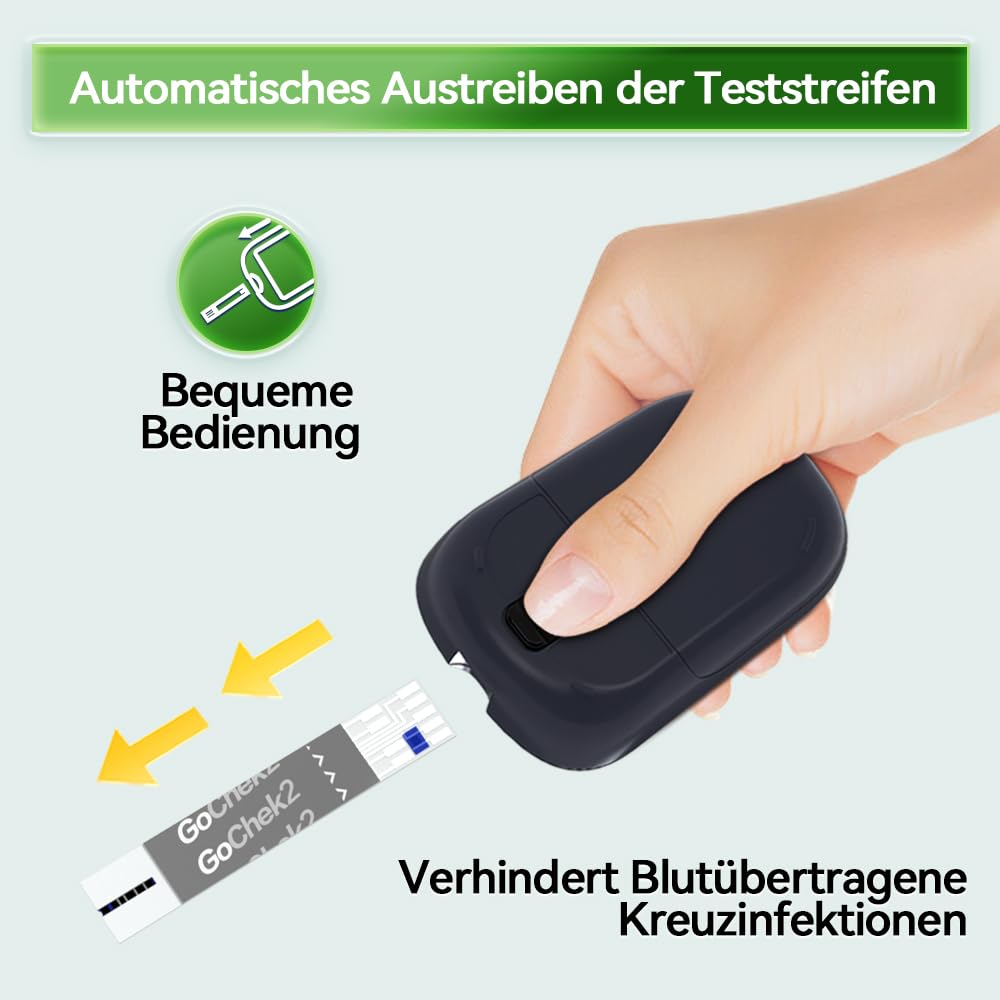 MicroTech Bluetooth Blutzucker-Messgerät Kit 10 Streifen & Lanzetten, ohne Codierung, 500 Speicher, breiterer HKT für die Familie (mmol)