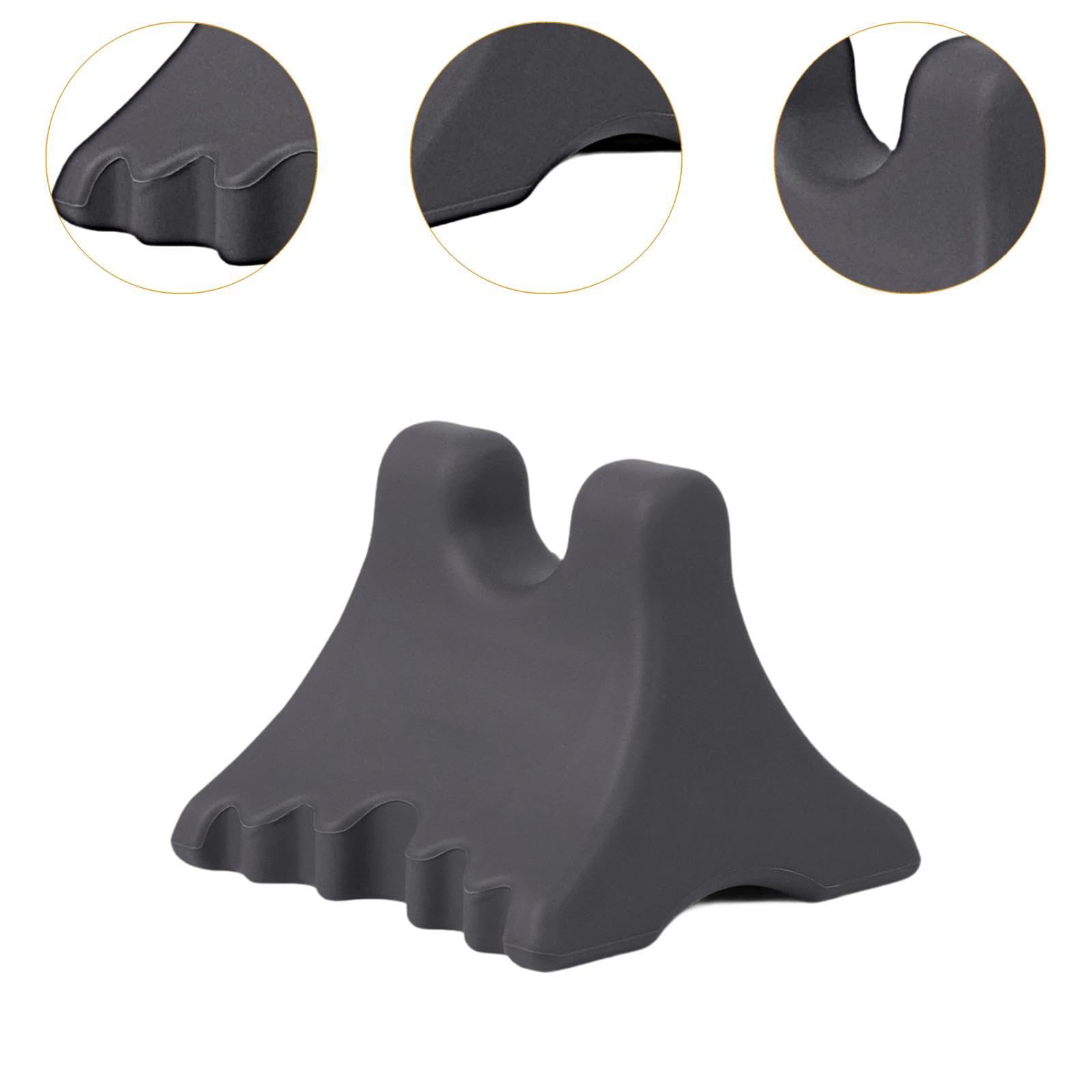 F Fityle Herramienta masaje para cuello, espalda y cuerpo, masaje puntos acupresión, ergonómica, fácil usar, ideal como regalo, portátil, Gris