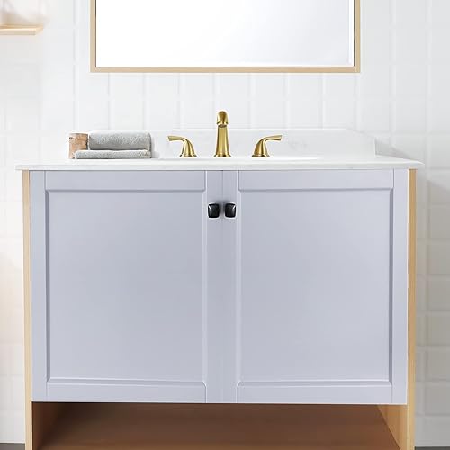 Miniatura 7 de PARLOS Grifo de lavabo de baño de 2 manijas de 8 pulgadas, montaje en cubierta, 3 agujeros, oro cepillado, 1435008D