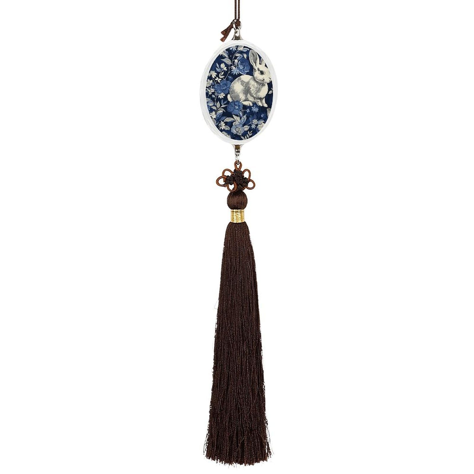 Crystal Auto Pendant Charms Ellipse Crystal Car Rear View Mirror Charms A Bunch of Rabbits Auto Hanging Interior Ornament Pendant Car Interior Accessories for Women Men CarCharms Decor