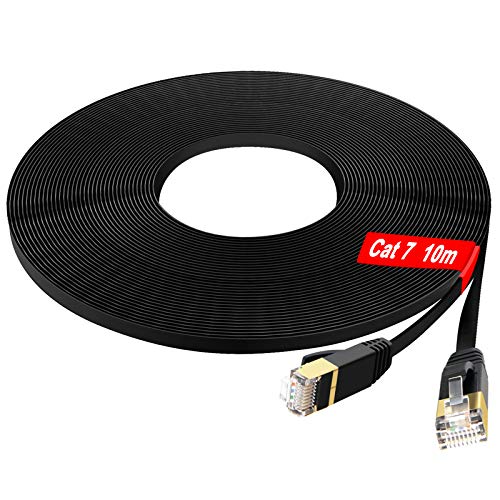10m Netzwerkkabel Cat7 High Speed Ethernet Kabel 600 MHz 10000 Mbit/s Flach LAN Kabel Kompatibel mit Switch Router Modem Patch-Panel PS4 Xbox