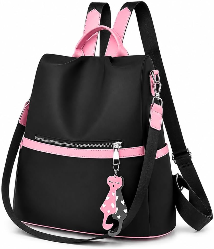Mochila Feminina Grande Antfurto Impermeável Reforçada Escolar Trabalho Faculdade Bolsa Mulher Passeio Casual Ajustável Com Pingente Alça Transversal e Costas