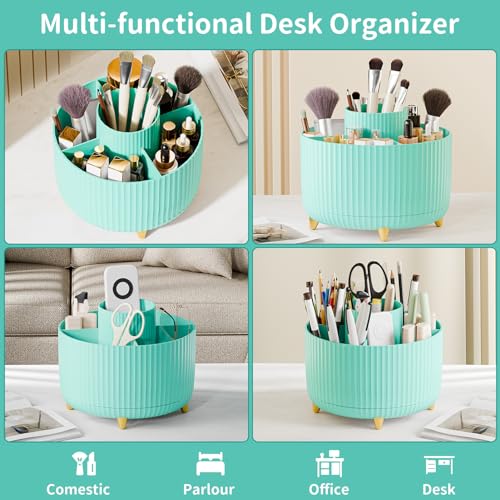 Image of fanado 360 Rotate Makeup Brush Holder Organizer, Makeup Organizers Countertop, Makeup organization and Skincare Storage for Vanity, Desktop, Bathroom (Mint Green)