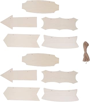 Wood Arrow Hanging Sign,10 Pcs Blank Wood Plaque with Twines Unfinished Wooden Arrows Wall Decor for DIY Wooden Projects Craft Painting Holiday Wedding Christmas Decoration, 11.0x4.3in