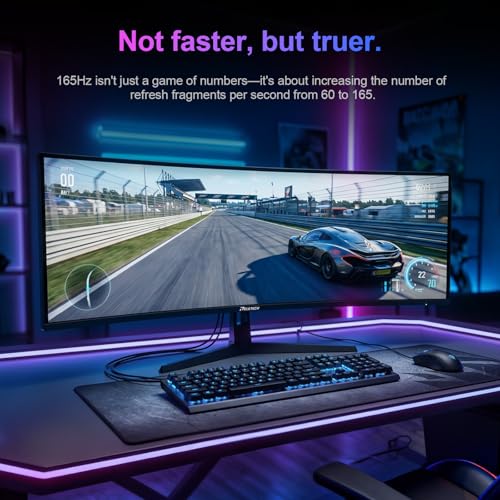 Image of 49 inch Ultra-Wide Curved Gaming Monitor 165Hz, 5K (5120x1440) Resolution,1500R 1ms Fast Response, FreeSync, 125% sRGB HDR Color Display, 2*HDMI & 2*DP, VESA Mount Compatible (R49BVR Raptor)
