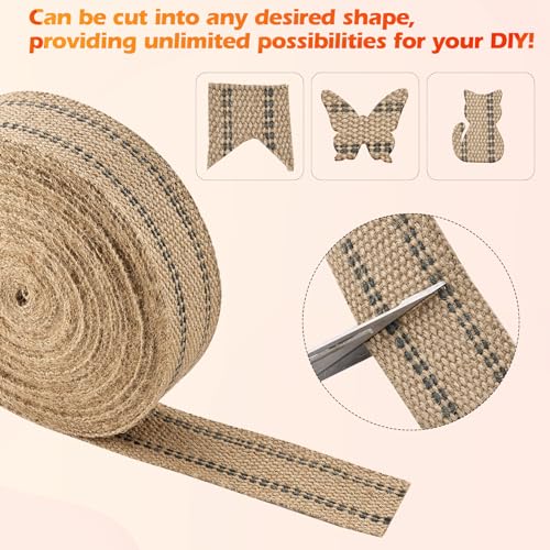 Image of YaeCCC Jute Webbing, 2 inch x 10 Yd Upholstery Strap, Chair Jute Webbing Tape for Chair Repair, Crafting, Burlap Ribbon, Upholstery