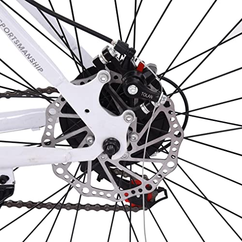 26" 21 Speed Road Bike With Double Suspension/Shimanos Derailleur/Mtb,High Carbon Steel Bicicleta For Man Women Treked Mountain Bicycles For Adults (White, One Size) #TOP5