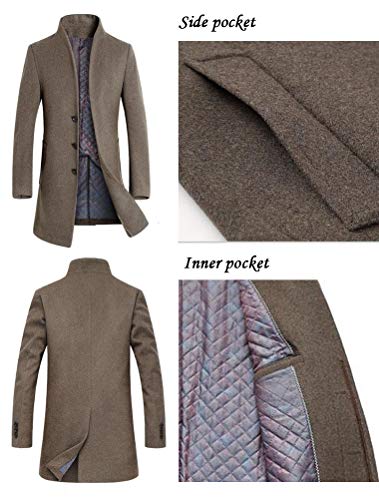 image for Mordenmiss Men's French Woolen Coat Business Down Jacket Trench Topcoa