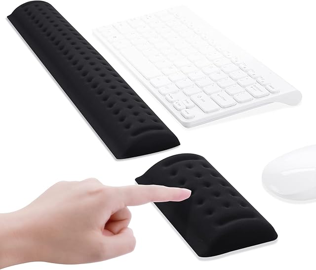 Keyboard Mouse Wrist Rest, GIM Keyboard Wrist Support Mouse Mat Set Memory Foam Ergonomic Wrist Pad Wrist Cushion Anti-Slip for Gaming Computer Notebook Home Office
