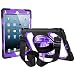 Produktbild JZWDMD IPad 9.7 2018/2017 Hülle, 360 Grad Drehständer Und Handschlaufe Und Schultertasche, 3-Schicht-Hybrid-SchwerLast-Schock-Gehäuse für iPad 9.7 5./6,Purple